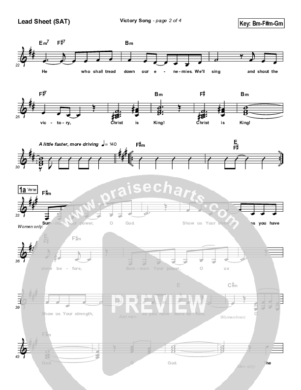 Victory Song (with Call To War) Lead Sheet (SAT) (Maranatha Singers)