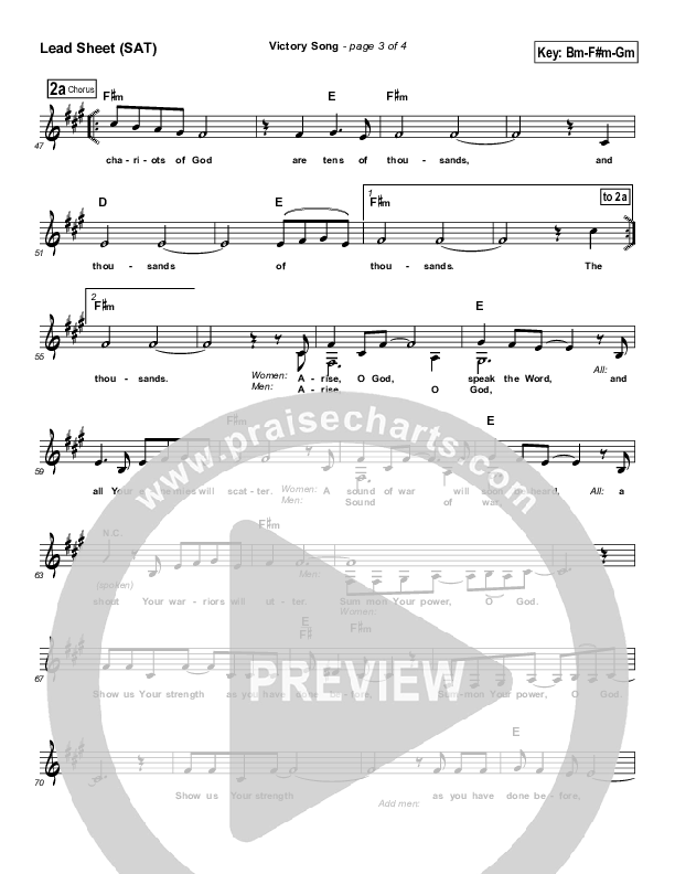 Victory Song (with Call To War) Lead Sheet (Maranatha Singers)