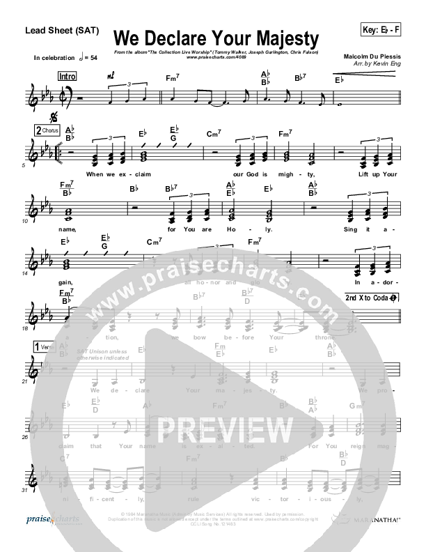 We Declare Your Majesty Lead Sheet (Tommy Walker / Joseph Garlington / Chris Falson)