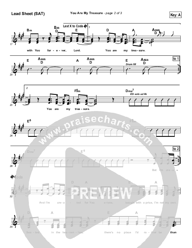 You Are My Treasure Lead Sheet ()