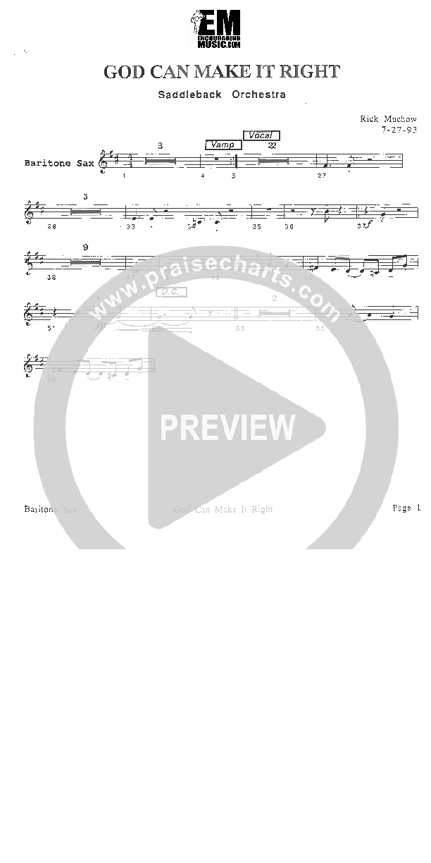 God Can Make it Right Bari Sax (Rick Muchow)