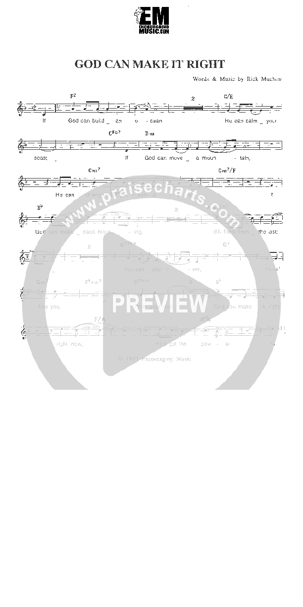 God Can Make it Right Lead Sheet (Rick Muchow)