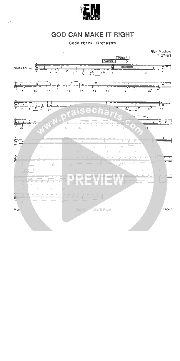 God Can Make it Right Violin 2 (Rick Muchow)