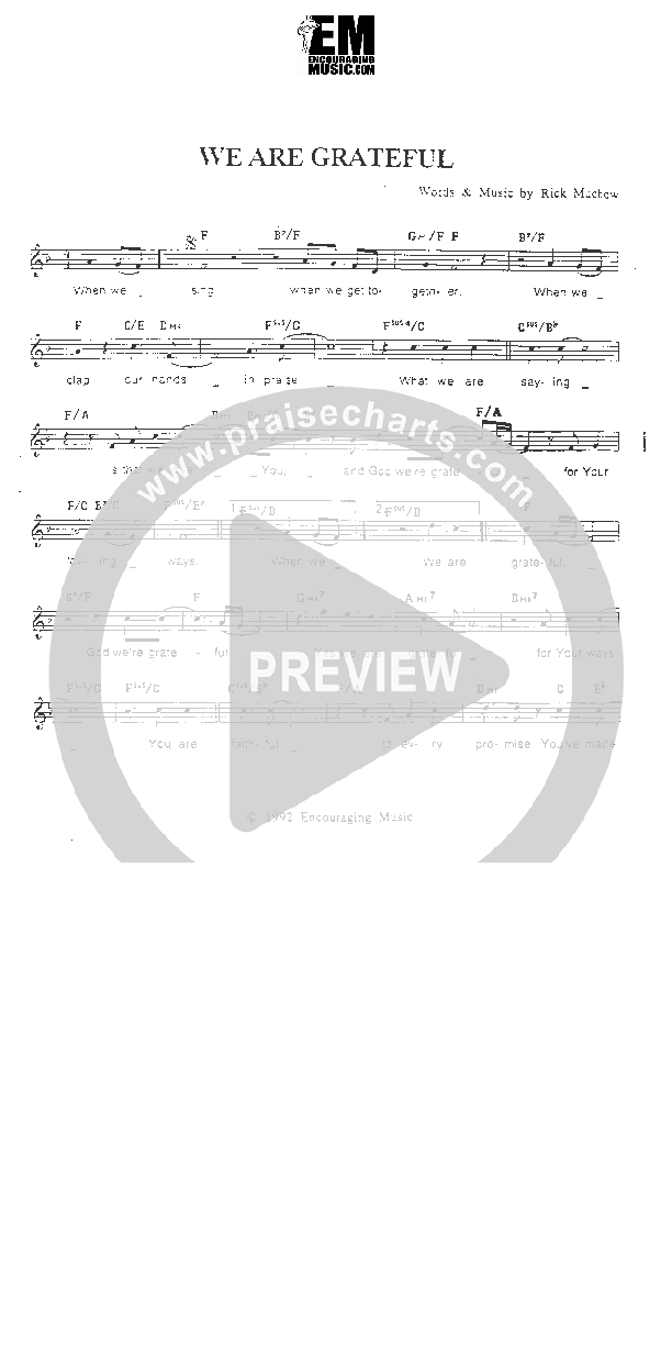 We Are Grateful Lead Sheet (Rick Muchow)