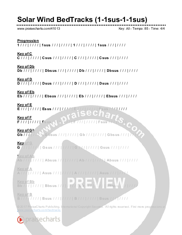 Solar Wind Bed Tracks (1-1sus-1-1sus) Chords & Lyrics (PraiseCharts)