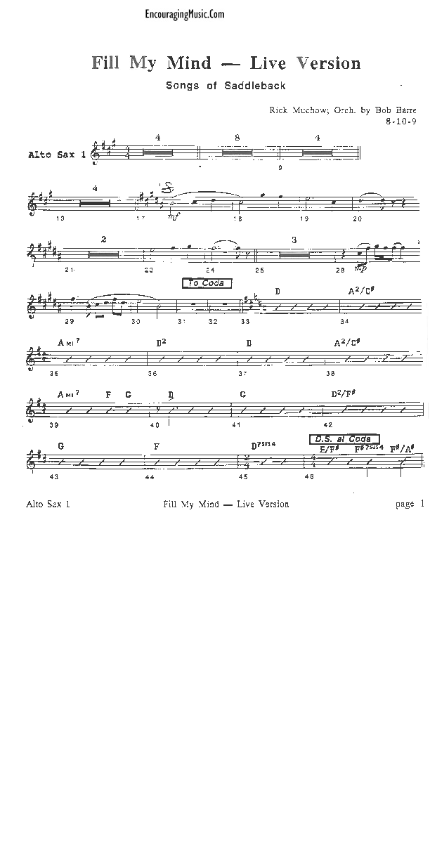 Fill My Mind Alto Sax 1/2 (Rick Muchow)