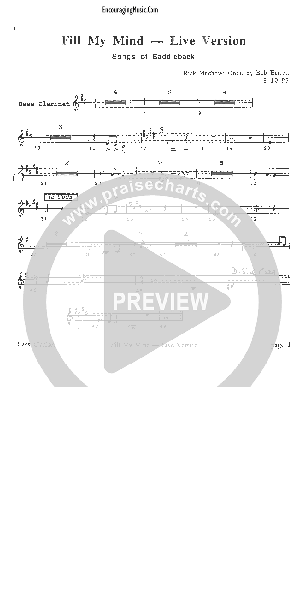 Fill My Mind Bass Clarinet (Rick Muchow)