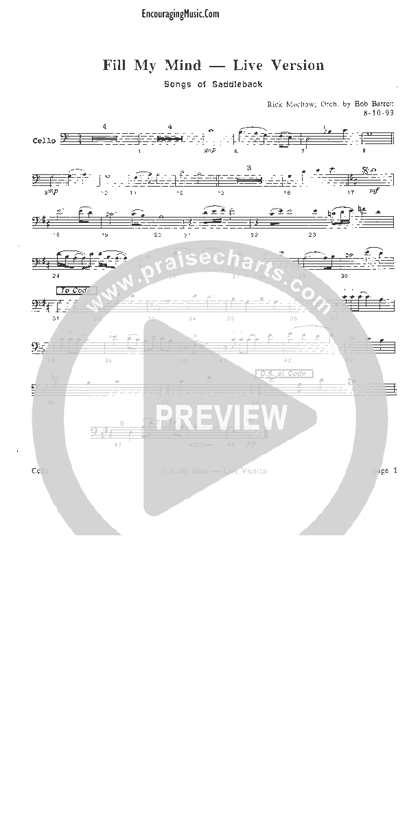 Fill My Mind Cello (Rick Muchow)