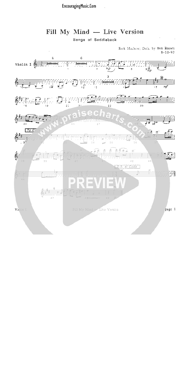 Fill My Mind Violin 1 (Rick Muchow)