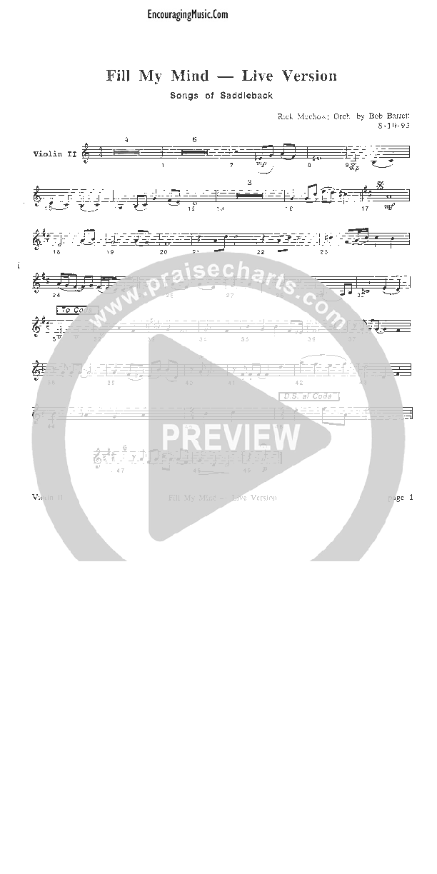 Fill My Mind Violin 2 (Rick Muchow)