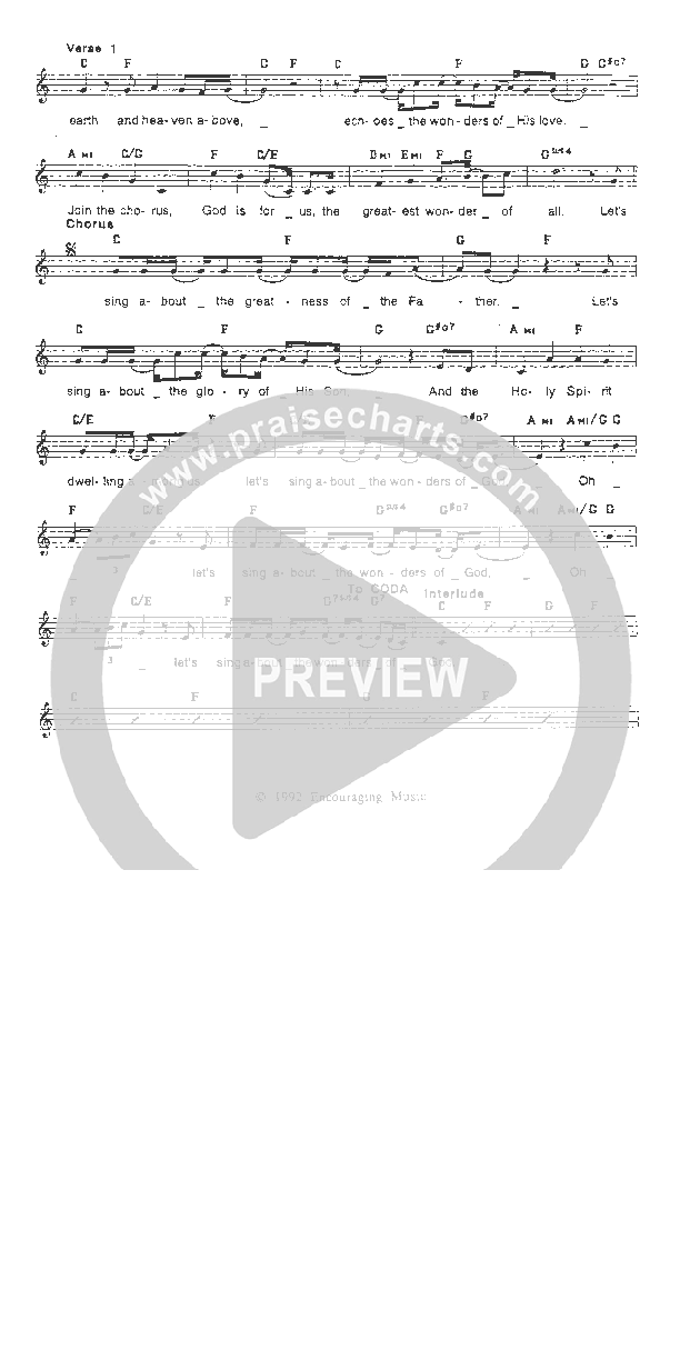 The Wonders of God Lead Sheet (Rick Muchow)