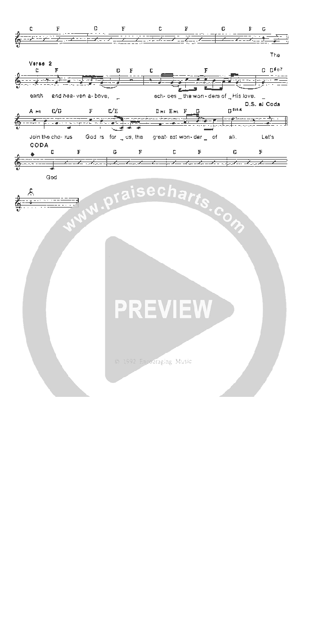 The Wonders of God Lead Sheet (Rick Muchow)