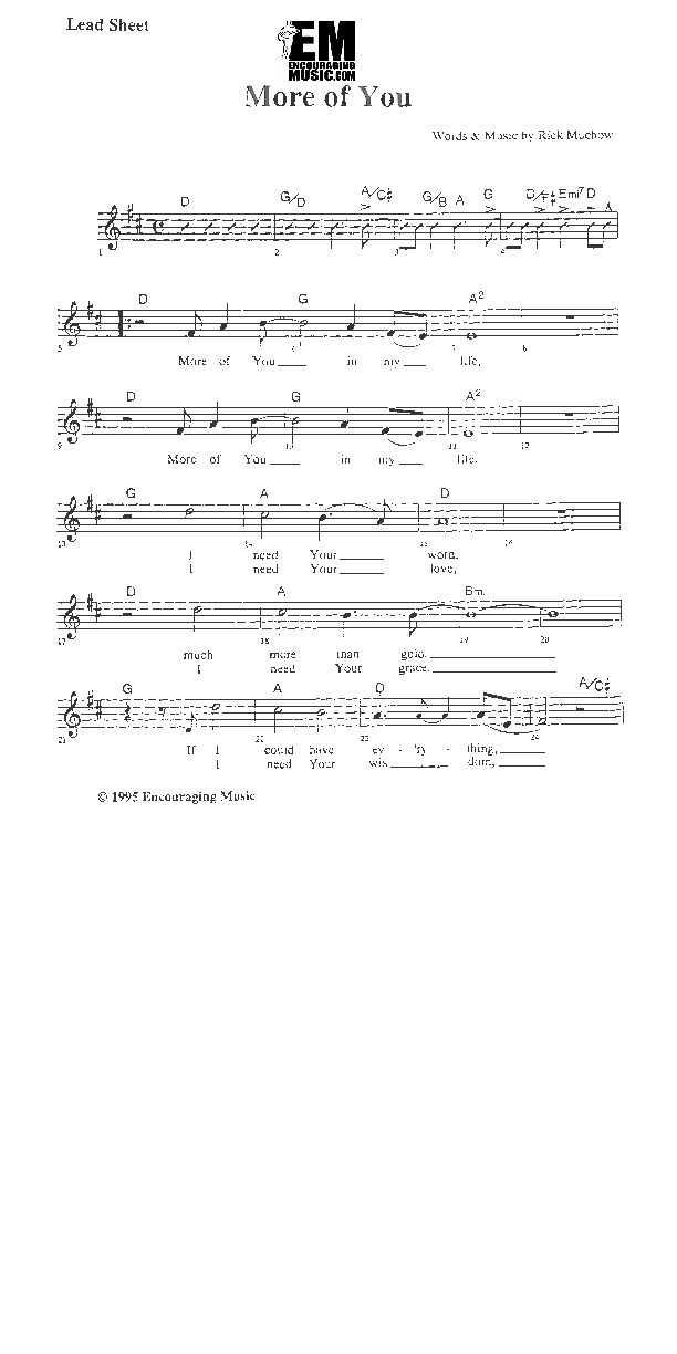 More of You Lead Sheet (Rick Muchow)