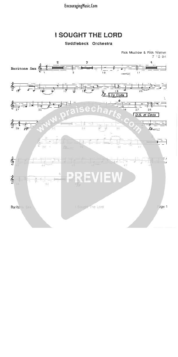 I Sought The Lord Bari Sax (Rick Muchow)