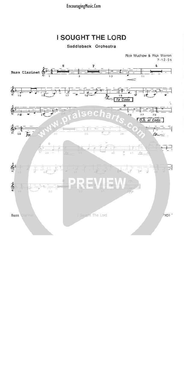 I Sought The Lord Bass Clarinet (Rick Muchow)