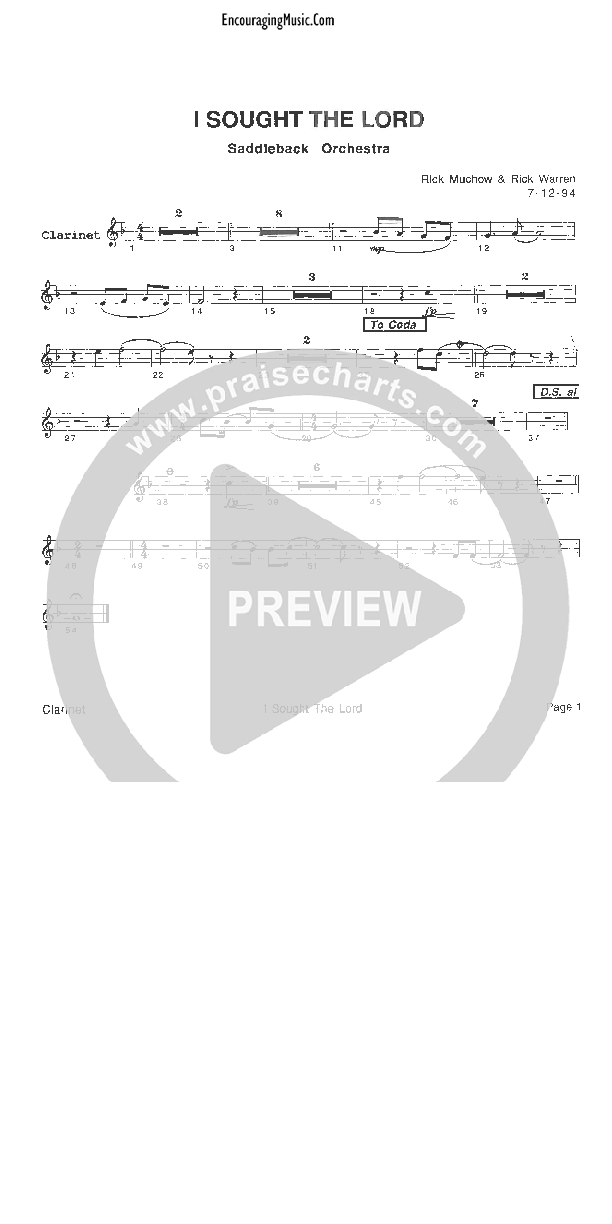 I Sought The Lord Clarinet (Rick Muchow)