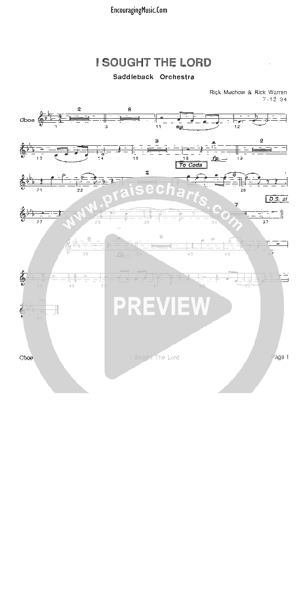 I Sought The Lord Oboe (Rick Muchow)