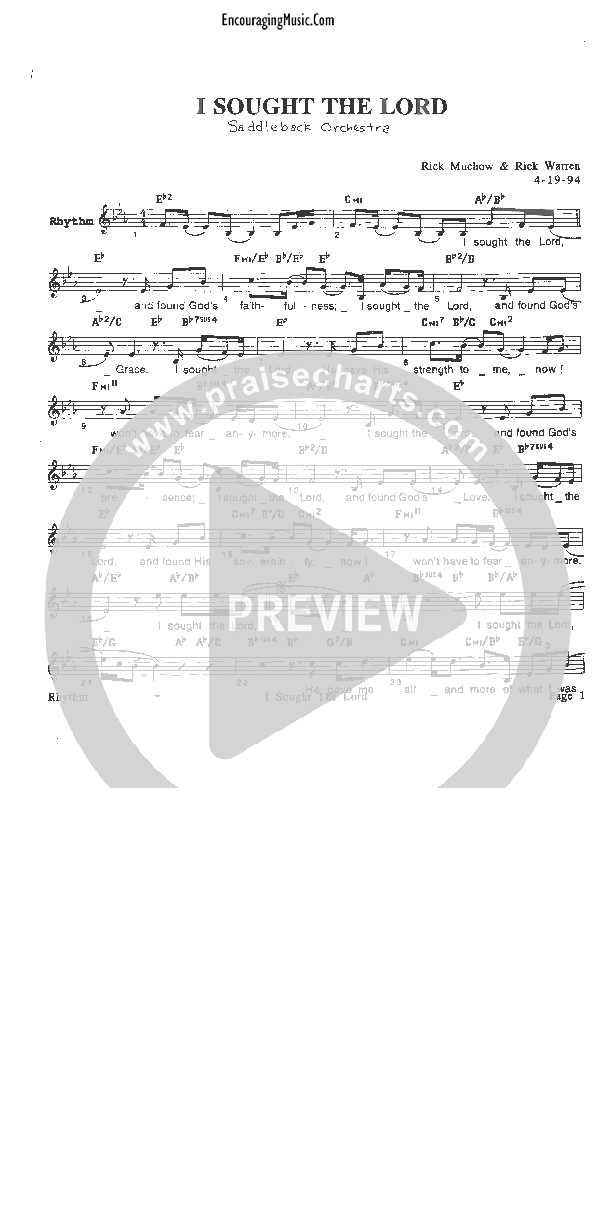 I Sought The Lord Rhythm Chart (Rick Muchow)