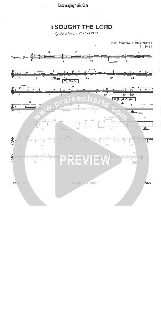 I Sought The Lord Tenor Sax 2 (Rick Muchow)