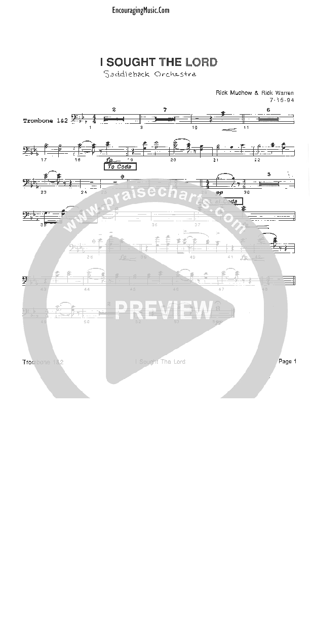 I Sought The Lord Trombone 1/2 (Rick Muchow)