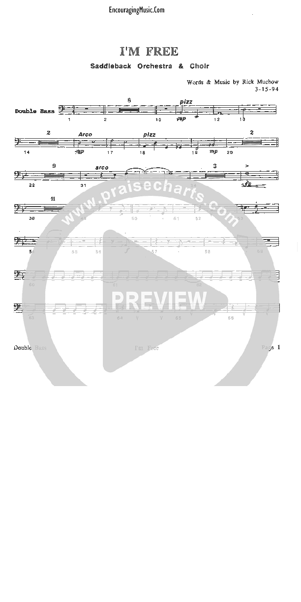I'm Free String Bass Sheet Music PDF (Rick Muchow) PraiseCharts
