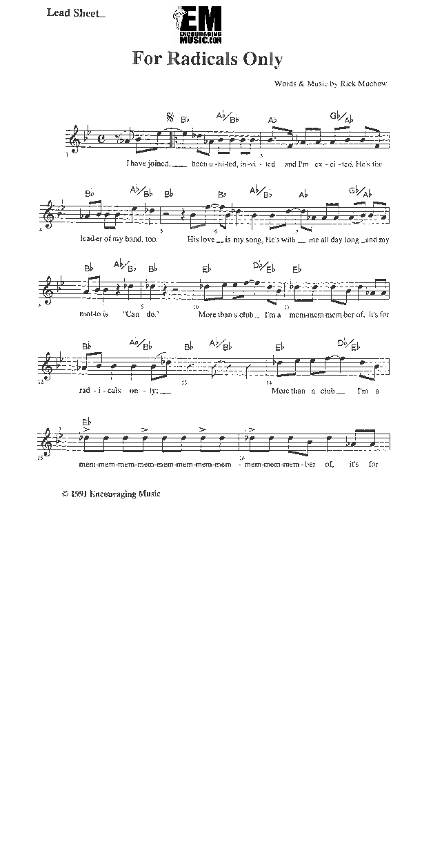 For Radicals Only Lead Sheet (Rick Muchow)