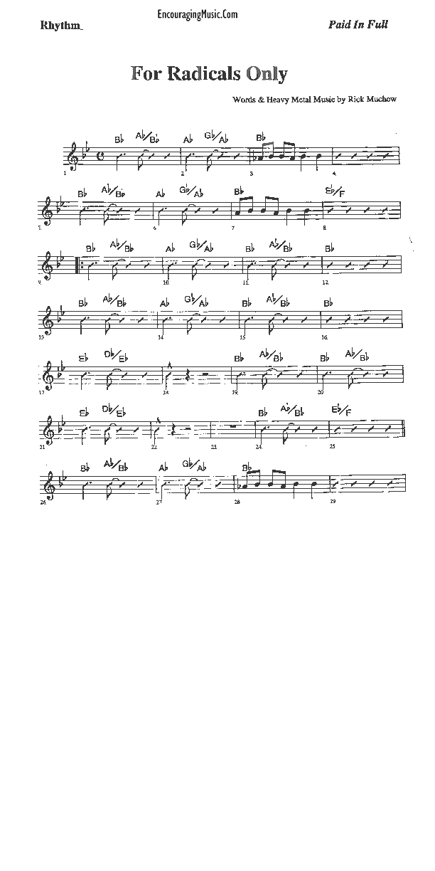 For Radicals Only Rhythm Chart (Rick Muchow)