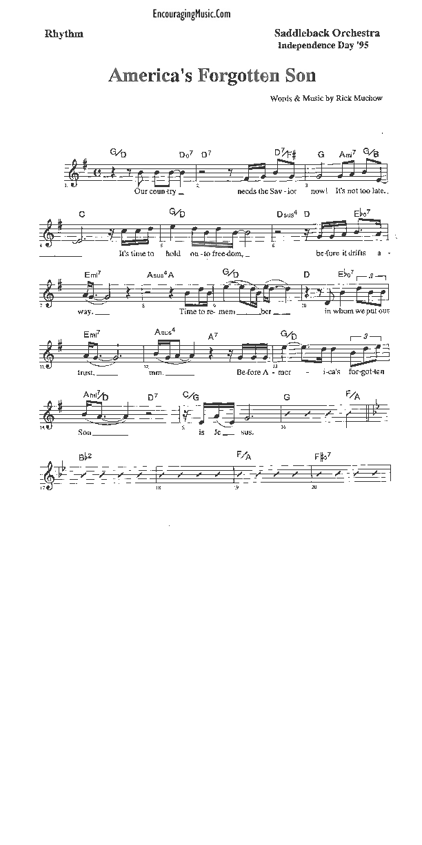 America's Forgotten Son Rhythm Chart (Rick Muchow)