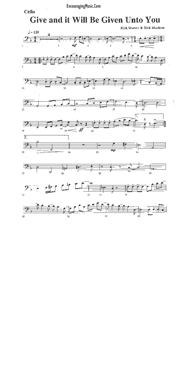 Give And It Will Be Given Cello (Rick Muchow)