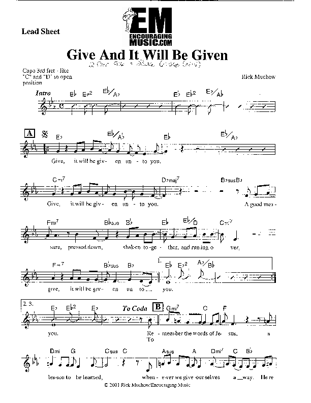 Give And It Will Be Given Orchestration (Rick Muchow)