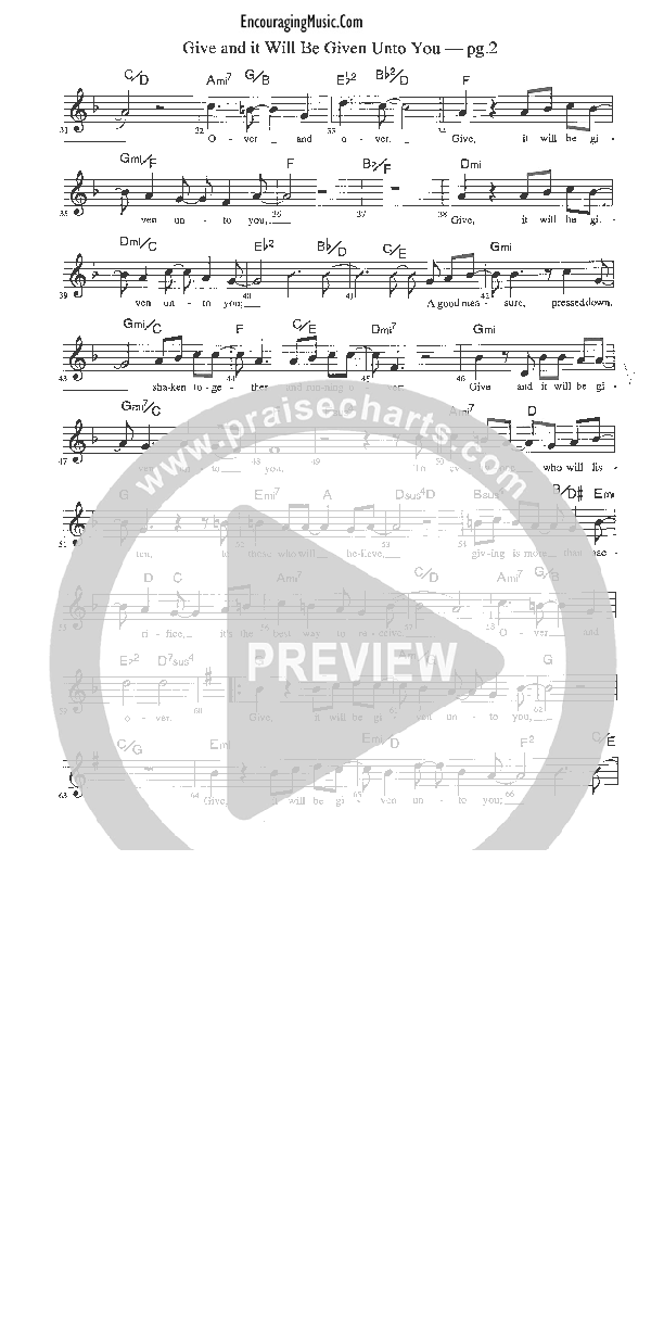 Give And It Will Be Given Rhythm Chart (Rick Muchow)