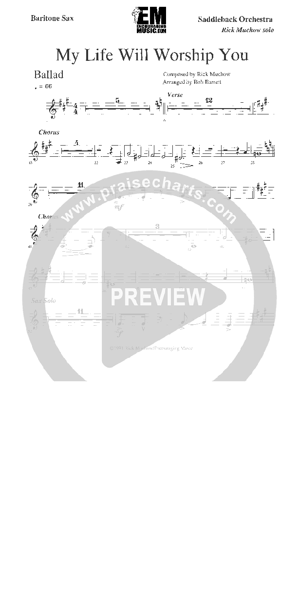 My Life Will Worship You Bari Sax (Rick Muchow)