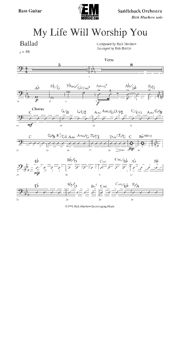 My Life Will Worship You Bass Guitar (Rick Muchow)