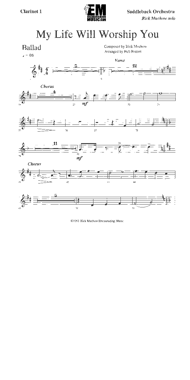 My Life Will Worship You Clarinet 1/2 (Rick Muchow)