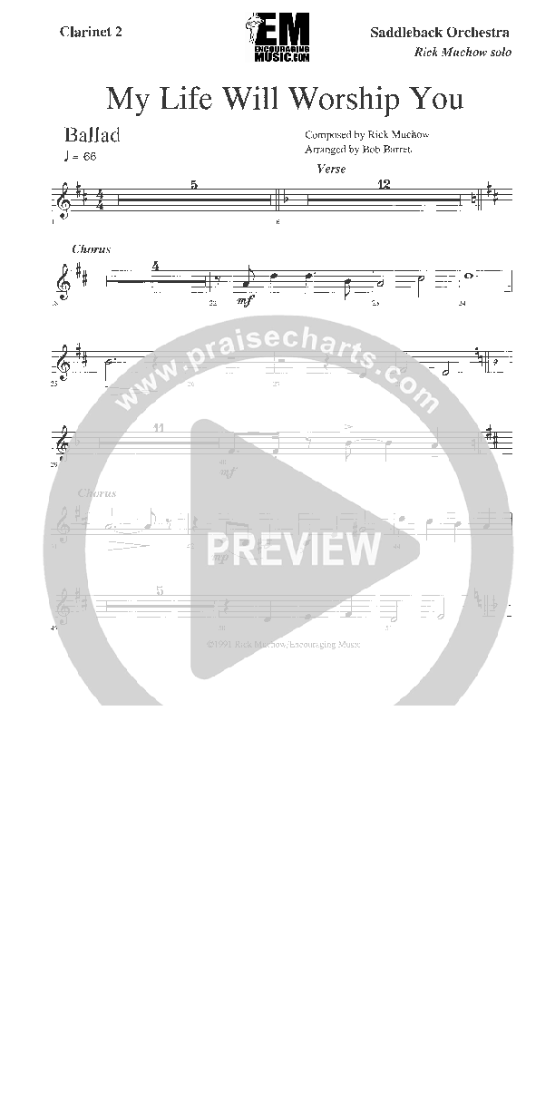 My Life Will Worship You Clarinet 1/2 (Rick Muchow)