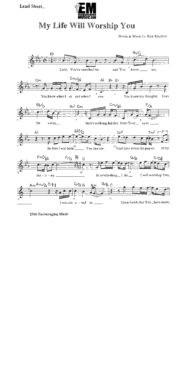 My Life Will Worship You Lead Sheet (Rick Muchow)
