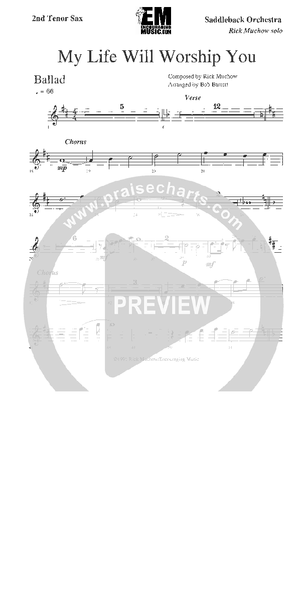 My Life Will Worship You Tenor Sax 1/2 (Rick Muchow)