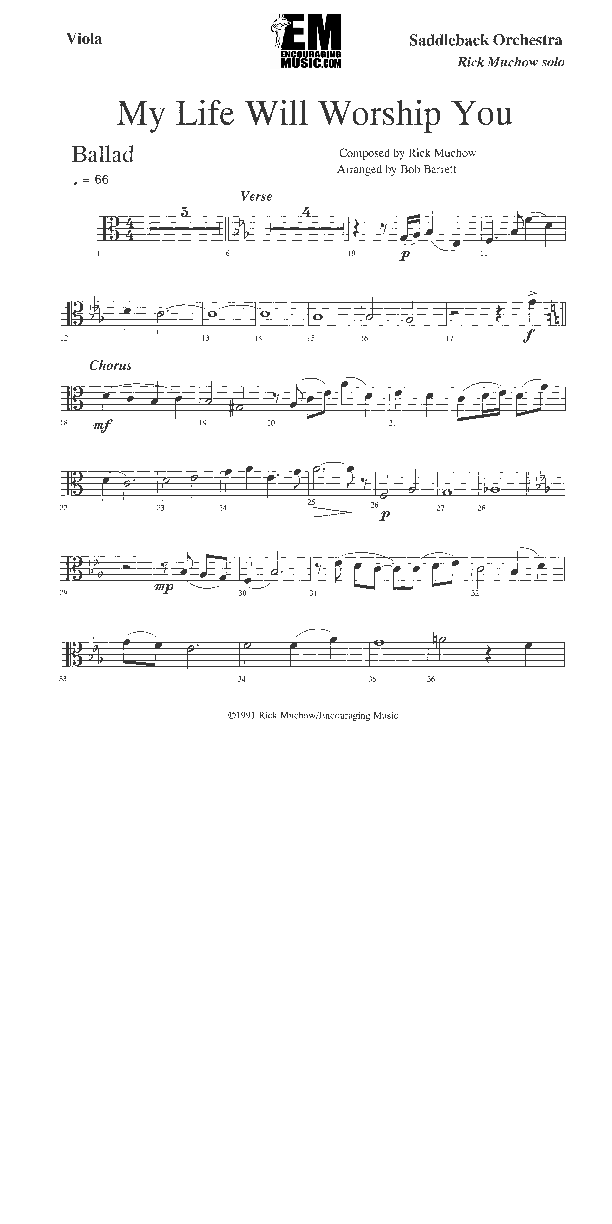 My Life Will Worship You Viola (Rick Muchow)