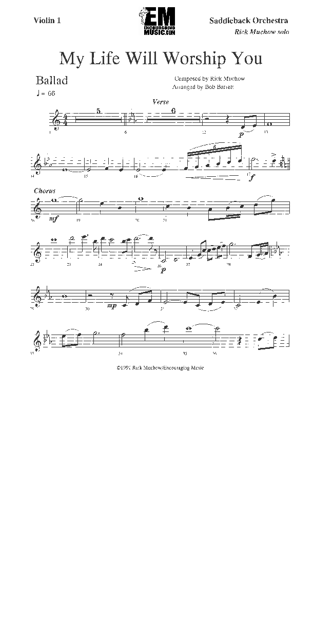 My Life Will Worship You Violin 1 (Rick Muchow)