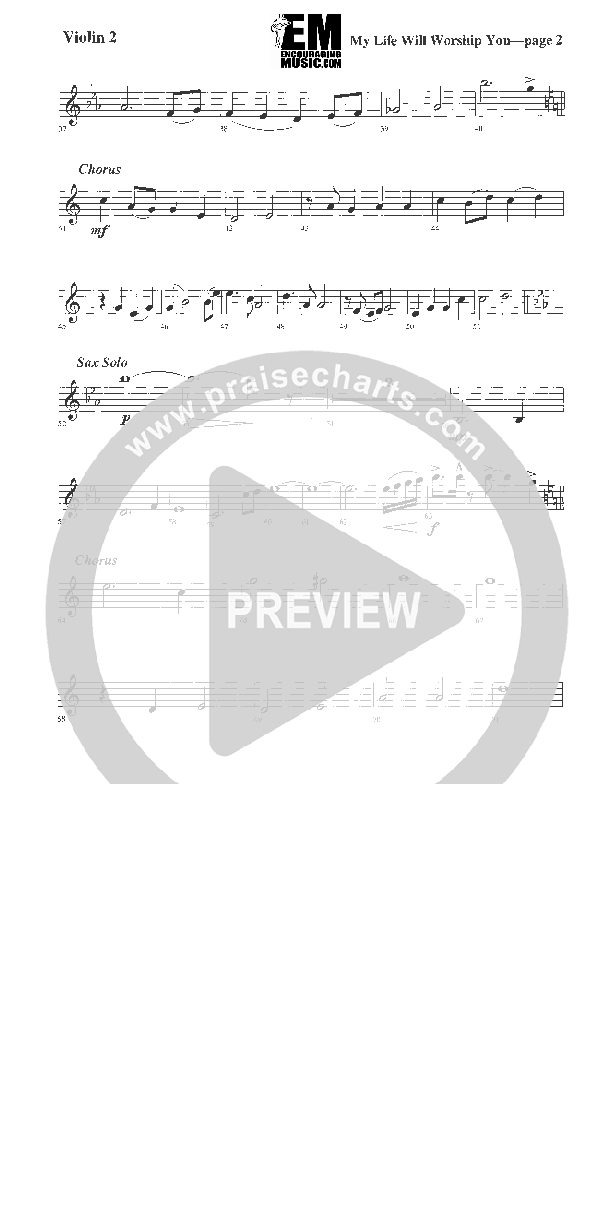 My Life Will Worship You Violin 2 (Rick Muchow)