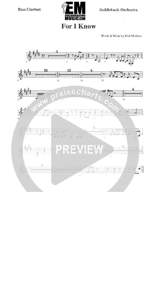 For I Know Bass Clarinet (Rick Muchow)