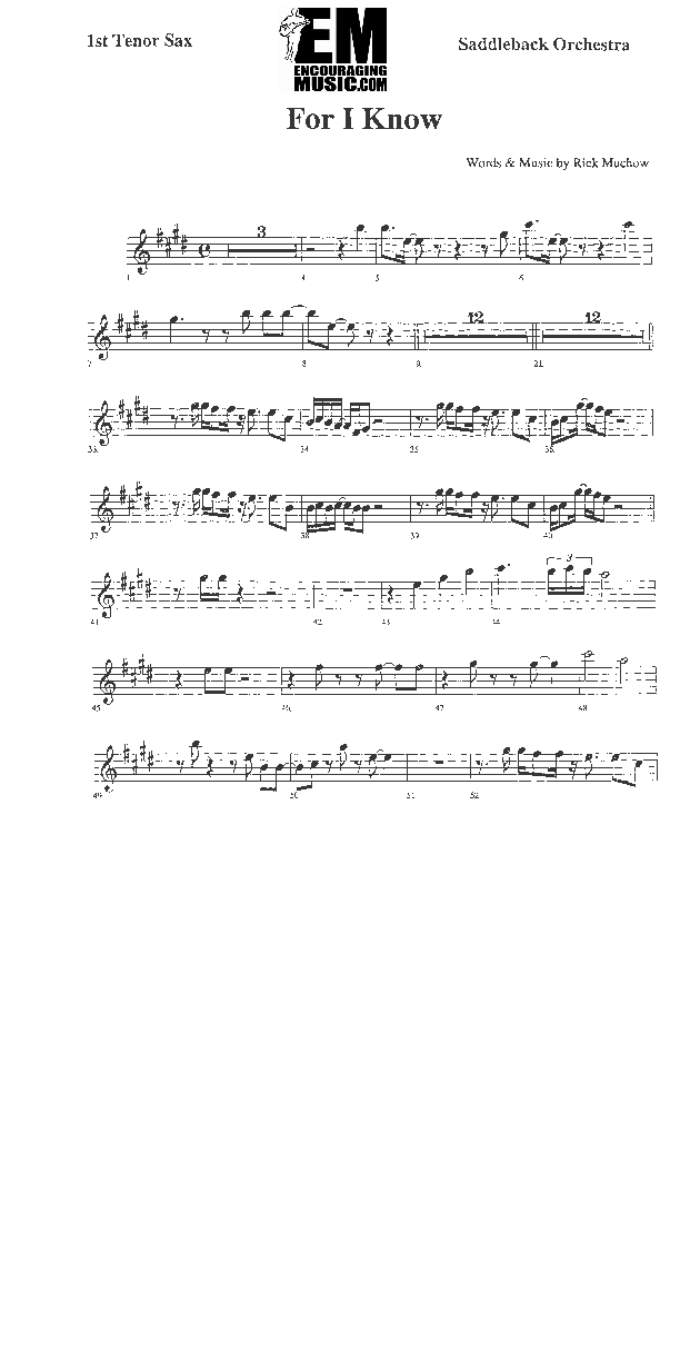 For I Know Tenor Sax 1/2 (Rick Muchow)