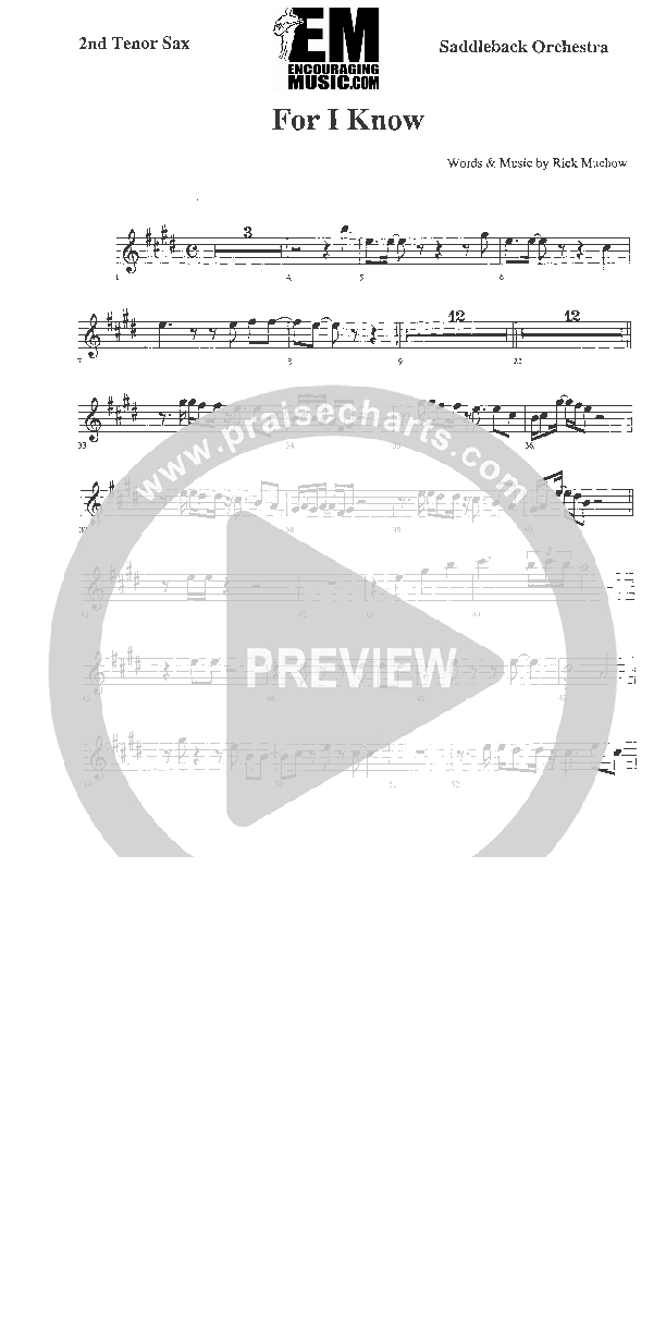 For I Know Tenor Sax 1/2 (Rick Muchow)