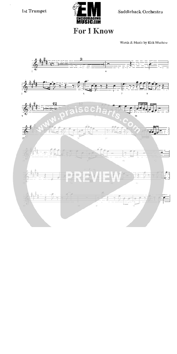 For I Know Trumpet 1 (Rick Muchow)