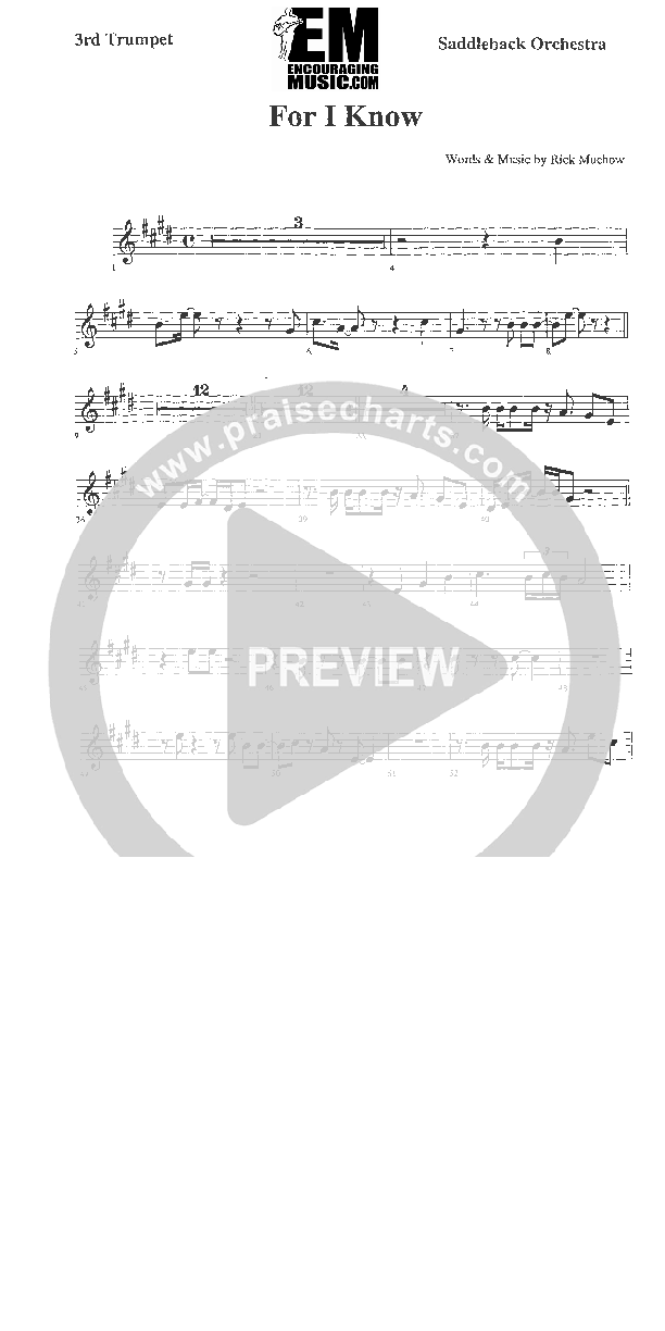 For I Know Trumpet 3 (Rick Muchow)