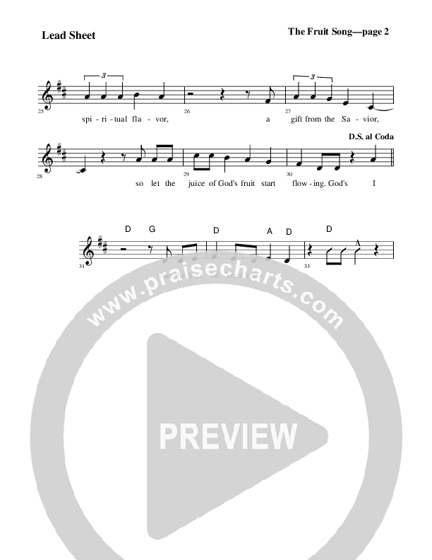 The Fruit Song Lead Sheet (Rick Muchow)