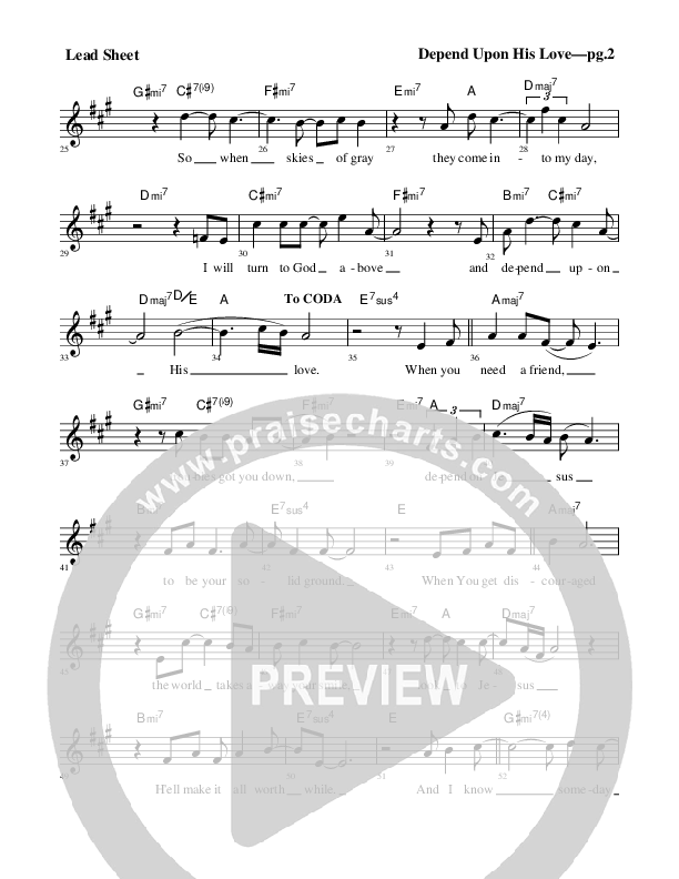Depend Upon His Love Lead Sheet (Rick Muchow)