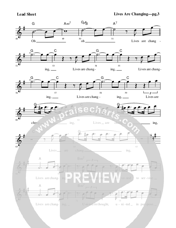 Lives Are Changing Lead Sheet (Rick Muchow)