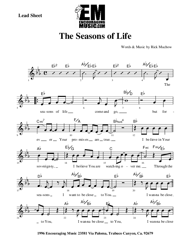Seasons of Life Lead Sheet (Rick Muchow)