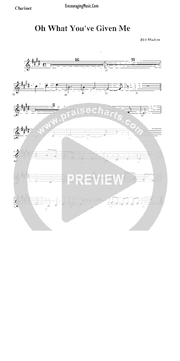 Oh What You've Given Me Clarinet (Rick Muchow)